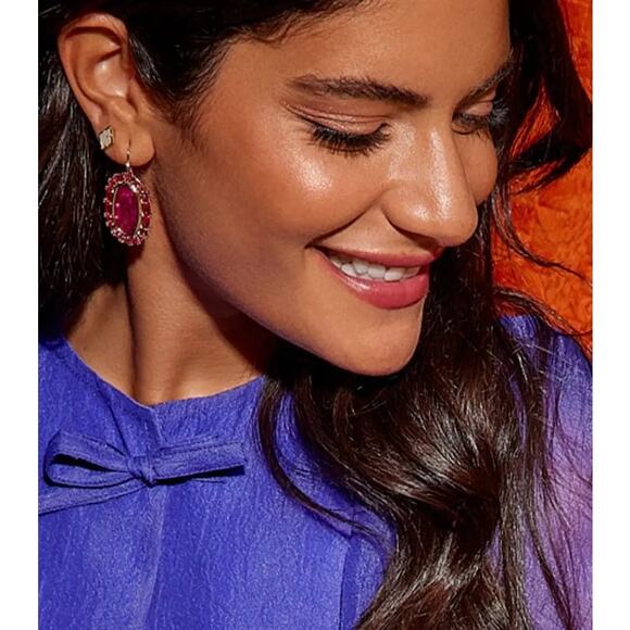 *SOLD* NWT! Kendra Scott Kinsley Stud Earrings Gold Kelly Green Illusion - Picture 5 of 5